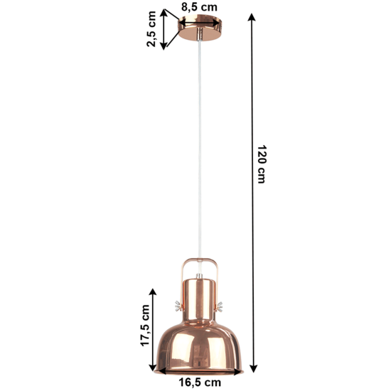 Függőlámpa retro stílusban, fém, rose gold, AVIER TYP 3