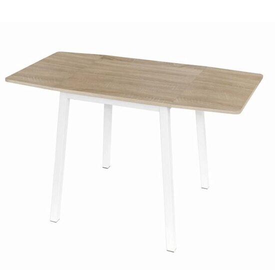 Étkezőasztal, MDF fóliázott/fém, tölgy sonoma/fehér, 60-120x60 cm, MAURO